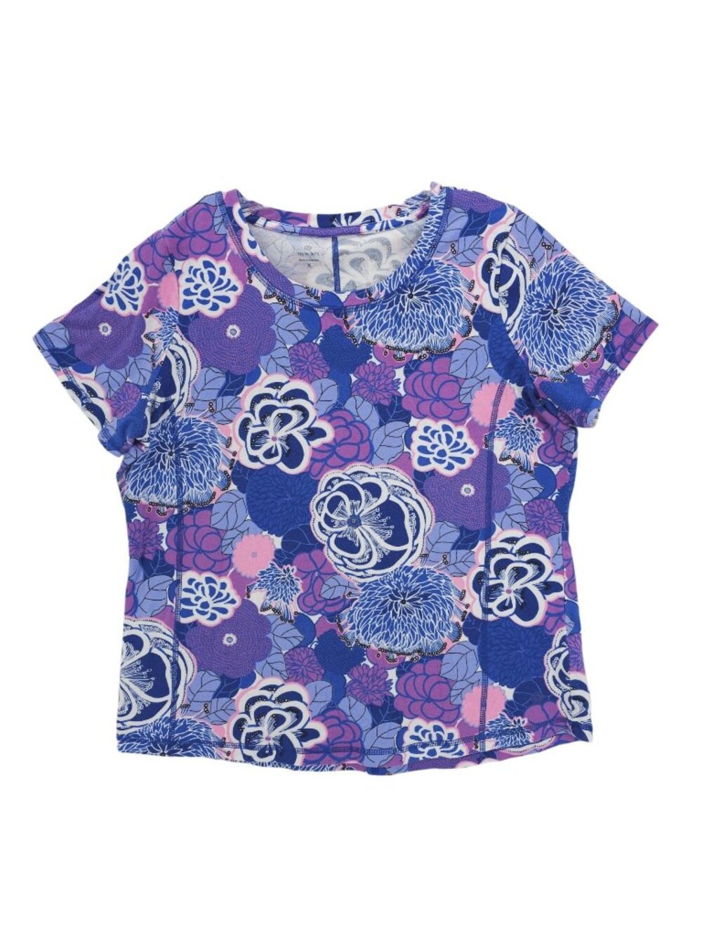 T BY TALBOTS Short Sleeve Tee Top Spring Blossoms Cotton Stretch Size X